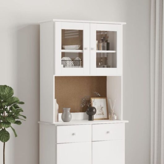 Dresser Top alta White 77x30x92 cm Solid Wood Pine Vidaxl
