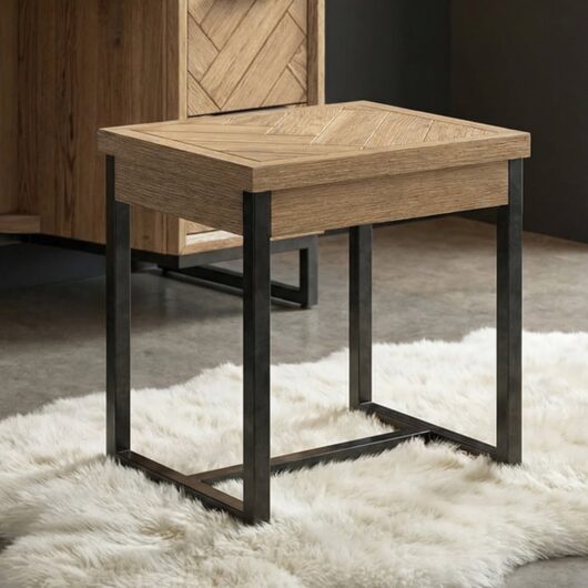 Herringbone Solid Oak Dressing Table Stool