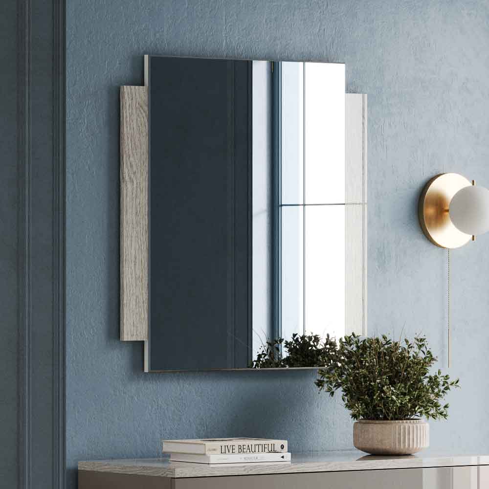 Lana High Gloss Rectangular Mirror in Oak