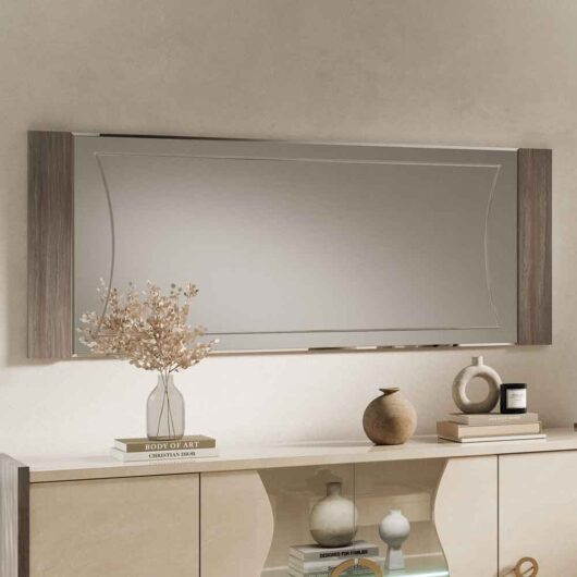 Losea High Gloss Bedroom Mirror in Brown Marble Effect