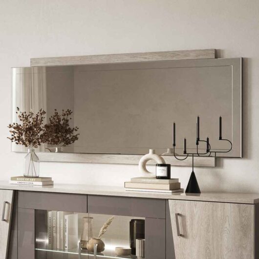 Marvix High Gloss Bedroom Mirror in Light Grey Oak