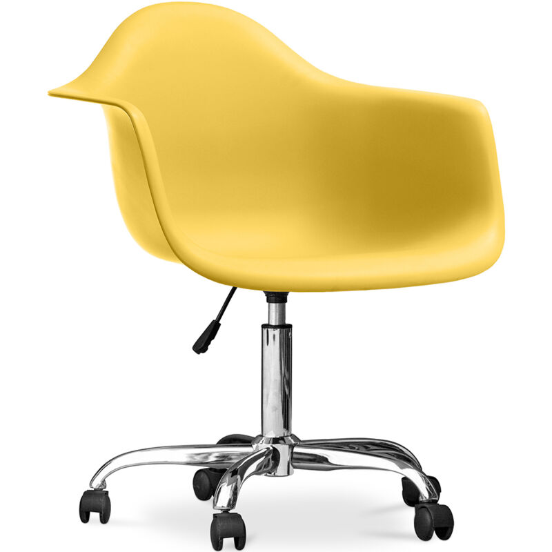 Office Chair with Armrests - Desk Chair with Castors - Weston Pastel yellow