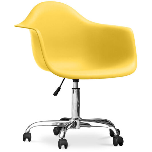 Privatefloor - Office Chair with Armrests - Desk Chair with Castors - Weston Yellow