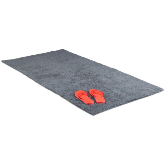 Relaxdays - Bath Mat in 80 x 150 cm, Washable Bathroom Rug, Bath Carpet for Heated Floors, Grey